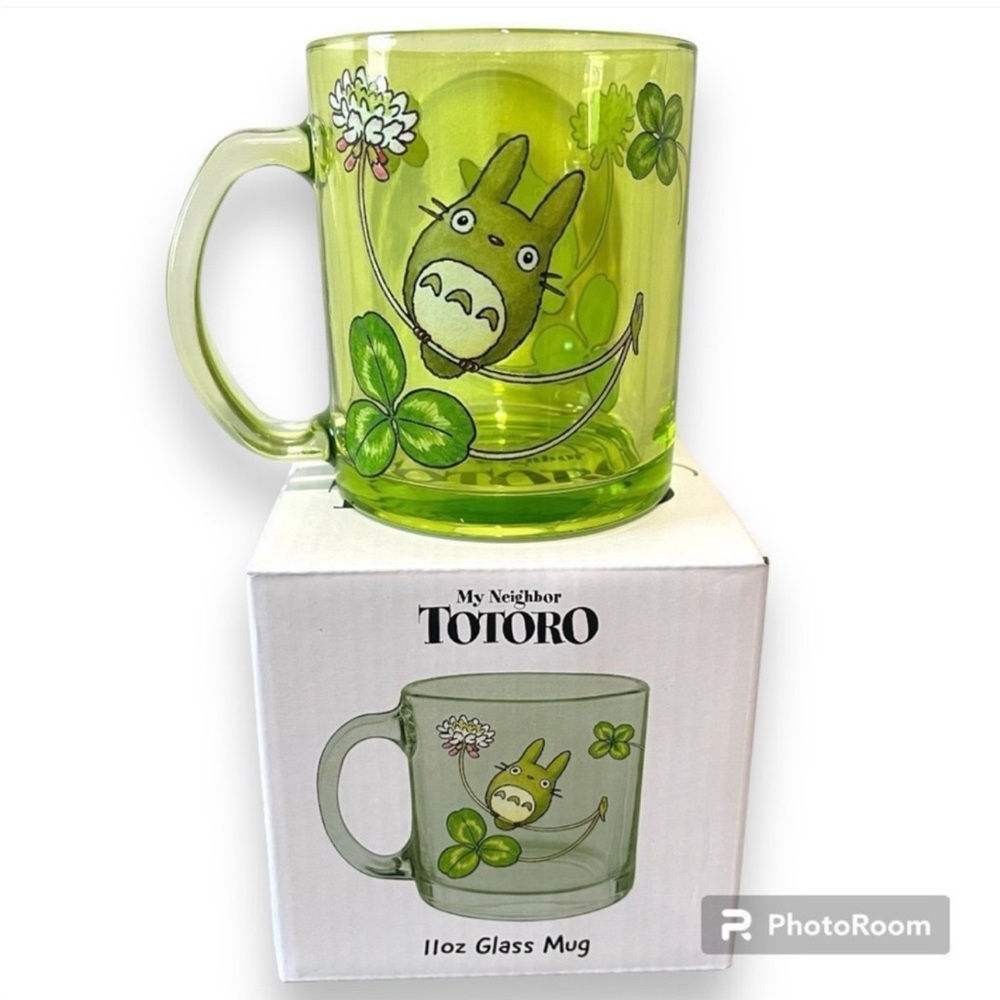 Firm! Studio Ghibli My Neighbor Totoro Clover & Totoro Allover Print Glass Mug